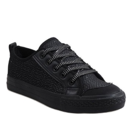 Sneakers nere glitterate BOK-1138 nero 1