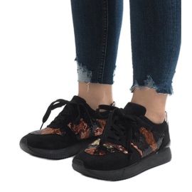 Sneakers sportive nere con zeppa T025 nero multicolore 1