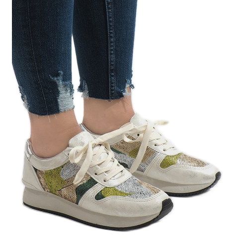 Sneakers sportive bianche con zeppa T025 bianca grigio 1
