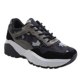 Scarpe sportive camo nere alla moda LT013 nero 1