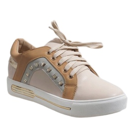 Sneakers da donna marroni con zeppa BH-115 marrone 1