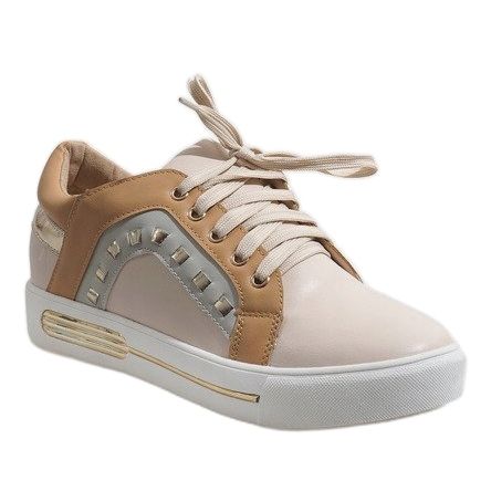 Sneakers da donna marroni con zeppa BH-115 marrone 1