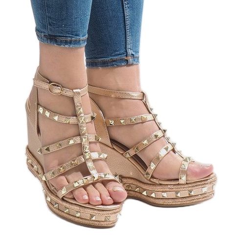 Sandali con zeppa rame VS-368 d'oro 2