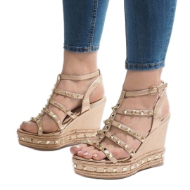 Sandali con zeppa rame VS-368 d'oro 1