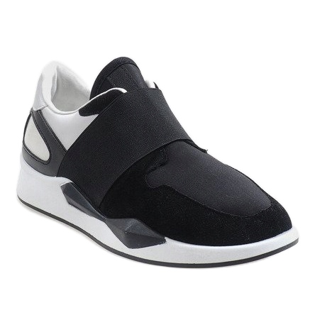 Sneakers nere in lycra R371 nero 1