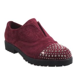 Slip on bordeaux con 22-2 borchie rosso 1