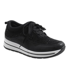 Sneakers sportive nere sulla piattaforma F-2831 nero 1