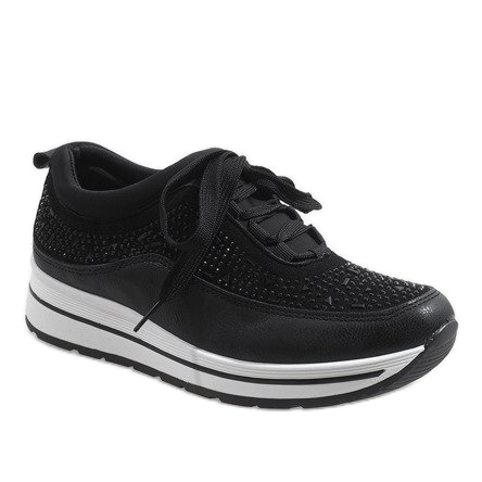 Sneakers sportive nere sulla piattaforma F-2831 nero 1