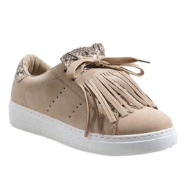 Sneakers beige con motivo serpente 451-Y 1