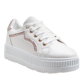 Sneakers bianche sulla piattaforma BM1980 bianco 1