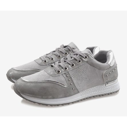 Sneakers sportive grigie con stella XSM101-19 grigio 2