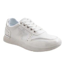 Sneakers sportive grigie con stella XSM101-19 bianco 1