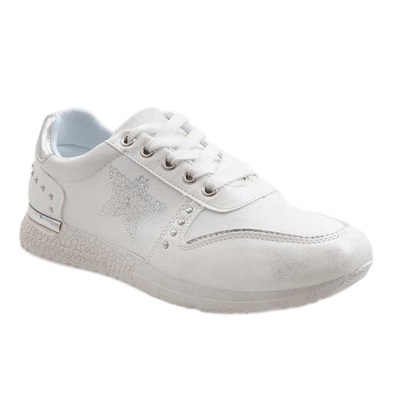 Sneakers sportive grigie con stella XSM101-19 bianco 1