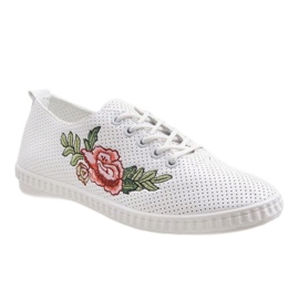 Sneakers bianche con fiore FC221-9 bianco 1