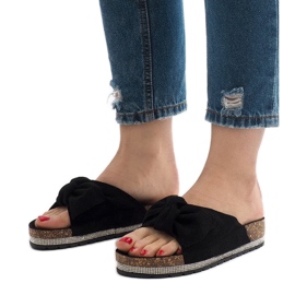 Pantofole nere con fiocco N-33 nero 1
