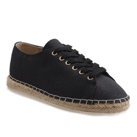 Espadrillas stringate nere 831-1 nero 1
