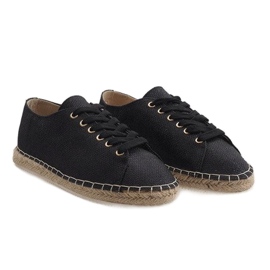 Espadrillas stringate nere 831-1 nero 2
