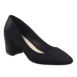 Décolleté in camoscio nero sul pilastro D-1228 1