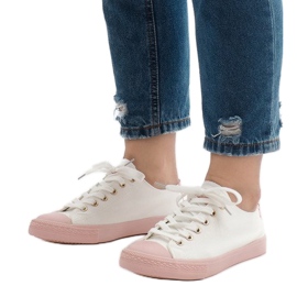 Sneakers bianche YZ110-9 bianca rosa 1