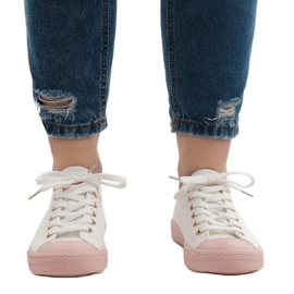 Sneakers bianche YZ110-9 bianco rosa 2