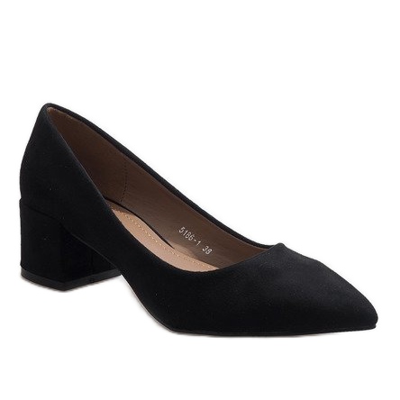 Décolleté in camoscio nero sul pilastro 5186-1 1