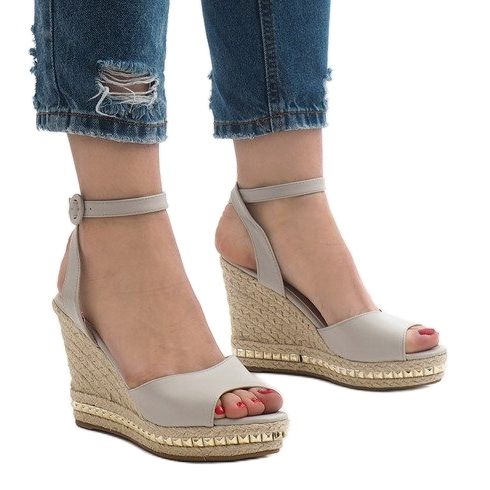 Sandali con zeppa grigi 2084-5 grigio 1