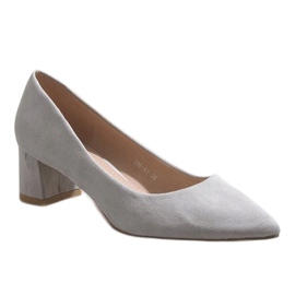 Décolleté in camoscio grigio sul pilastro 396-1A 1