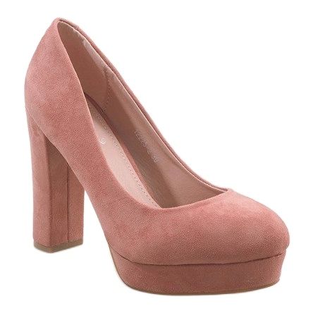 Décolleté in camoscio rosa sul pilastro 12225-2 1