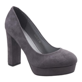 Décolleté in camoscio grigio sul pilastro 12225-2 1