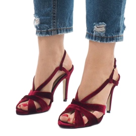 Sandali tacco alto in camoscio rosso 9095-138 1