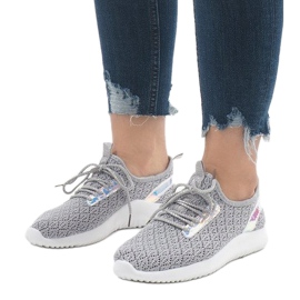 Scarpe sportive in rete grigia G8347-1 grigio 1