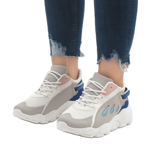 Scarpe sportive di tendenza multicolori 9115 Blu bianco rosa grigio 1