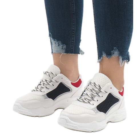 Scarpe sportive alla moda multicolori YM-31 Black bianco nero rosso 1