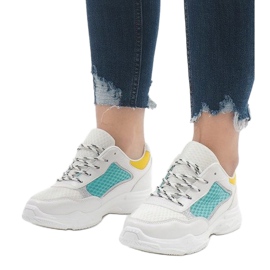 Scarpe sportive alla moda multicolori YM-31 L.GREEN bianca verde 1