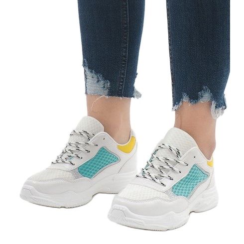 Scarpe sportive alla moda multicolori YM-31 L.GREEN bianca verde 1