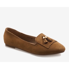 Mocassini marroni ballerine con frange H7207 marrone 1