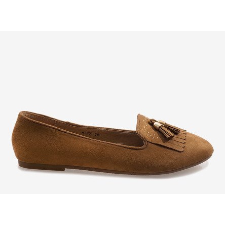 Mocassini marroni ballerine con frange H7207 marrone 2