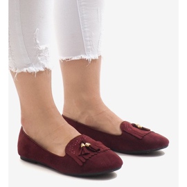 Mocassini bordeaux ballerine con frange H7207 rosso 1