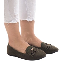 Mocassini verdi ballerine con frange H7207 multicolore verde 1