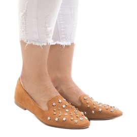 Mocassini cammello ballerine F3262 marrone 2
