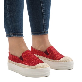 Espadrillas sneakers rosse sulla piattaforma GH001 rosso 1