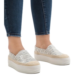 Espadrillas sneakers bianche sulla piattaforma GH001 bianco 1