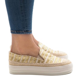 Sneakers espadrillas dorate sulla piattaforma GH001 d'oro 1