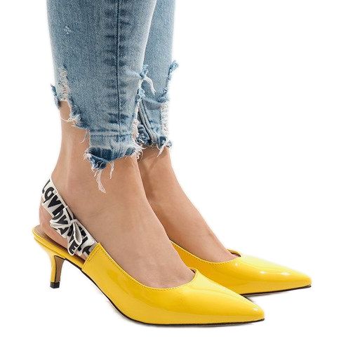 Décolleté gialle su tacco HD-28 giallo 2