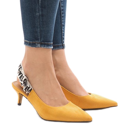 Décolleté gialle su tacco HD-33 giallo 1