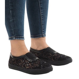 Sneakers nere in pizzo HC232 nero 1