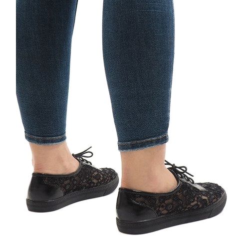 Sneakers nere in pizzo HC235 nero 1