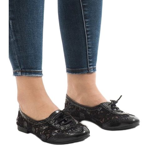 Sneakers nere in pizzo HC236 nero 1