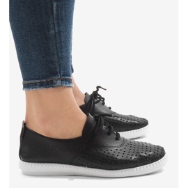Sneakers nere traforate HR61116 nero 1