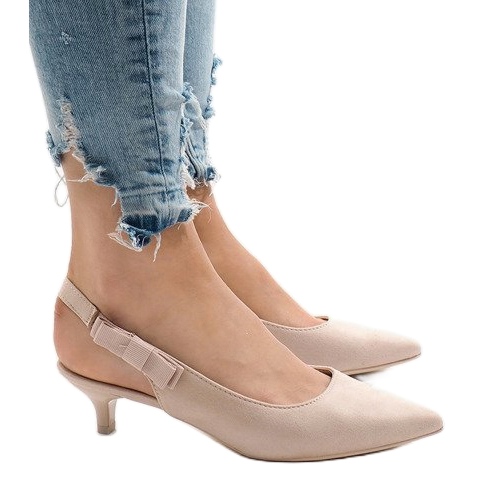 Décolleté beige su tacco B-43 1